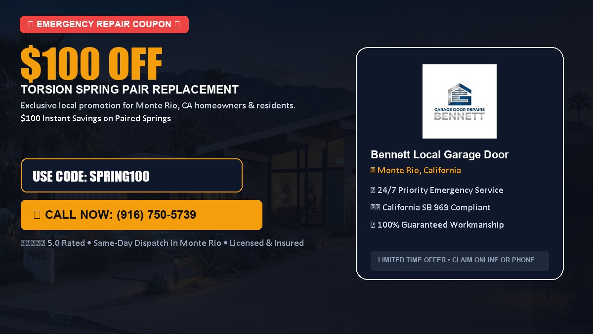 $100 OFF Heavy-Duty Torsion Spring Pair Replacement in Monte Rio, CA