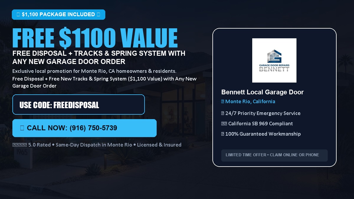 Free Disposal + Free New Tracks & Spring System with Any New Garage Door Order ($1100 Value) in Monte Rio, CA